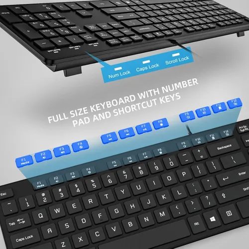 Vista 2 de Teclado con cable USB, teclas cómodas y silenciosas de chocolate, teclado de computadora ultradelgado y duradero con cable (QWERTY) para PC, Windows