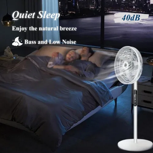 Vista 7 de Ventilador de pedestal oscilante con control remoto, ventilador de pie recargable solar, ventiladores para exteriores con panel solar, ventiladores