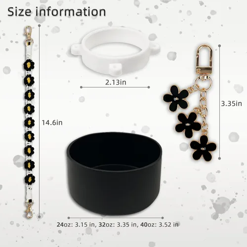 Vista 4 de Juego de fundas de silicona para botella de agua Owala de 24 oz, 32 oz, 40 oz - Incluye funda antideslizante y correa con asa para botella de agua