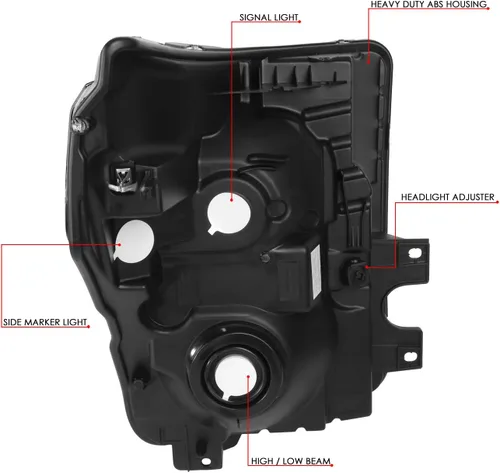 Vista 6 de DNA MOTORING Conjunto de faros delanteros compatible con 11-16 F-250 / F-350 / F-450 / F-550 Super Duty, ámbar negro, HL-OH-FSU13-BK-AM
