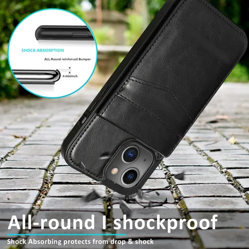Vista 6 de Asuwish Funda compatible con iPhone 15 de 6.1 pulgadas con protector de pantalla de vidrio templado y tarjetero para tarjetas de crédito, soporte