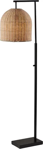 Vista 8 de Adesso Lámpara de pie de arco de bronce con pantalla de ratán – Moderna luz de acento costera para dormitorio, sala de estar u oficina en casa, 80