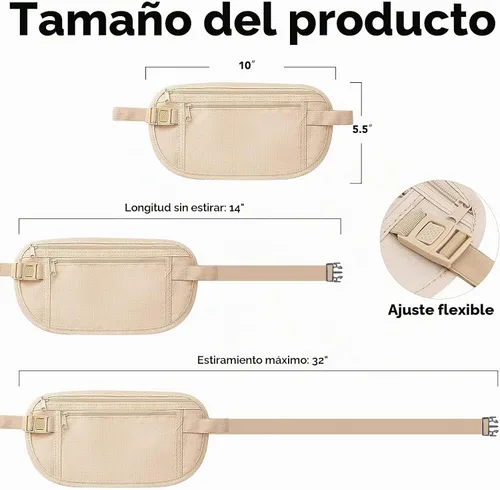 Vista 4 de Cinturón de dinero de viaje, soporte oculto para pasaporte para hombres/mujeres, Beige, Slim Travel Mujeres Hombres Oculto Rfid Proteger Efectivo