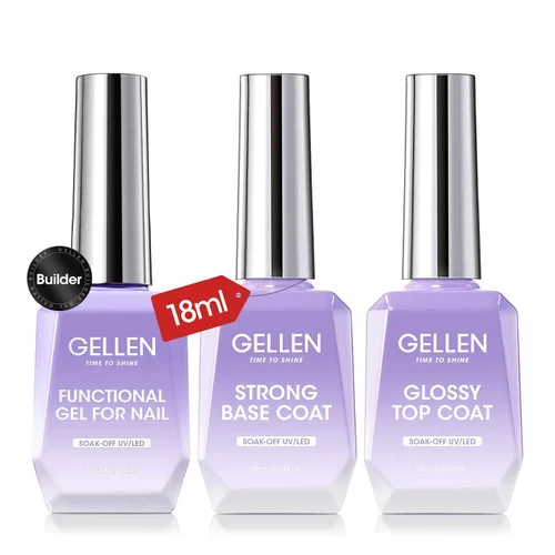 Vista 11 de GELLEN 20 ml de gel base y capa superior, capa superior brillante libre de hema y capa base para esmalte de uñas de gel, esmalte de uñas