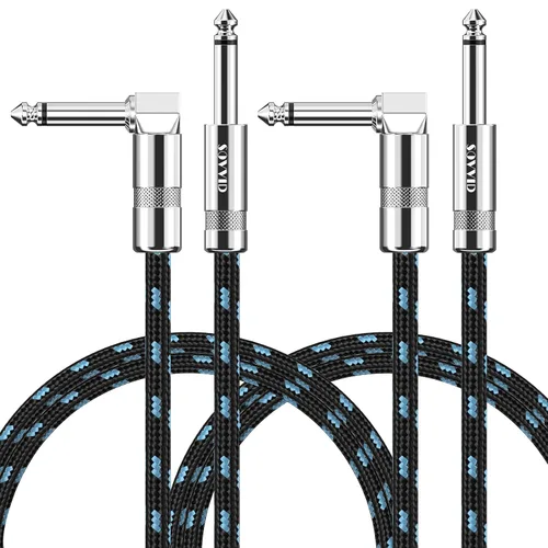 Vista 21 de Cable de Guitarra de 6 Pies Cable de Instrumento para Guitarra Eléctrica y Bajo, Teclado - Cable AMP de Ángulo Recto de 1/4 Pulgada, Negro