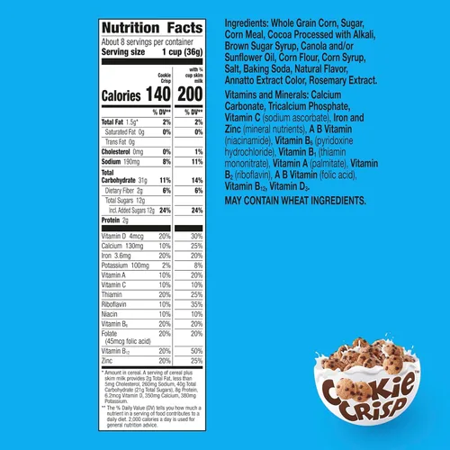 Vista 2 de Cereal para el Desayuno Cookie Crisp, Sabor a Galleta con Trocitos de Chocolate, Hecho con Grano Integral, 10.6 oz