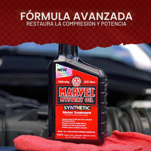 Vista 5 de Marvel Mystery Oil 53835 Tratamiento de motor sintético, elimina y evita la acumulación de lodos y fugas, aumenta la vida útil del motor, extiende