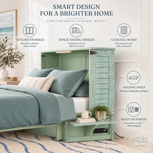 Vista 8 de Night & Day Muebles Poppy Skye con colchón Murphy Cabinet Bed, Queen