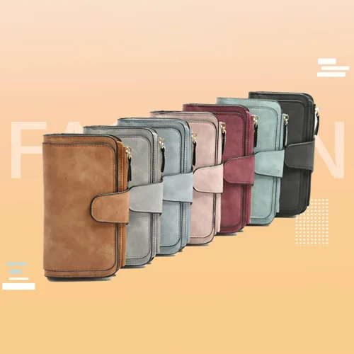 Vista 3 de Surakey Cartera de cuero para mujer, con bloqueo de piel, tarjetero triple para mujer, con tarjetero para tarjetas de identificación, bolsa de gran