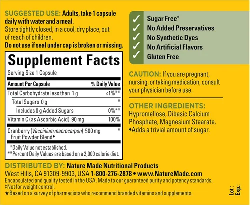 Vista 7 de Nature Made Suplemento de arándano de 500 mg con vitamina C para apoyo inmunológico y antioxidante, mezcla de arándanos para la salud del tracto