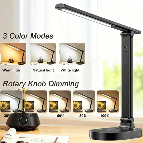Vista 6 de Monitor de bebé inteligente WiFi con cámara, lámpara de escritorio para el cuidado de los ojos con 5 brillo, monitores de bebé 2k HD, conversación