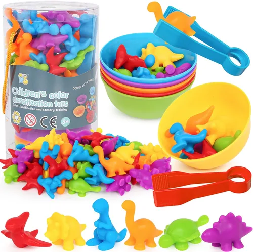 Vista 9 de Juguetes de clasificación de colores para niños pequeños, juegos de animales de contar y emparejar Montessori, actividades de aprendizaje