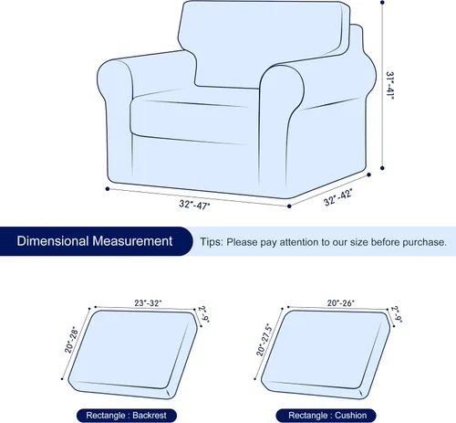 Vista 2 de SUBRTEX Paquete de 3 fundas para sillón de 7 piezas, funda elástica para sofá con fundas de respaldo separadas y fundas de cojín para sala de estar