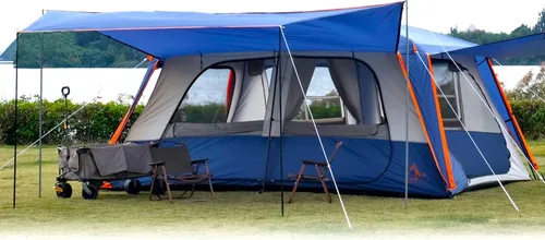 Vista 17 de KTT Extra Large Tent 6-12-14 Person,Family Cabin Tents,2 Rooms,3 Doors and 3 Windows with Mesh,Straight Wall,Waterproof,Double Layer,Big Tent for
