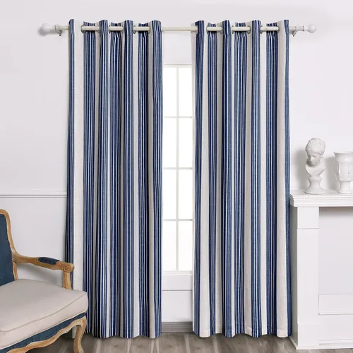 Vista 56 de DriftAway Chris Linen - Cortinas opacas con capa térmica y reductora de sonido, 63 pulgadas de largo para dormitorio, cortinas estampadas a rayas