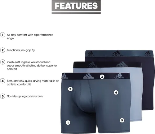 Vista 2 de adidas Mens Performance Boxer Brief Underwear 3-Pack Boxed-2020
