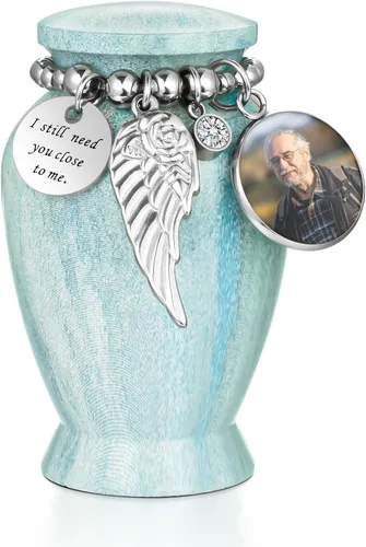 Vista 26 de Dletay Urnas pequeñas personalizadas para cenizas humanas, recuerdo de 2.85 pulgadas, mini urna de cremación conmemorativa para mujeres y hombres