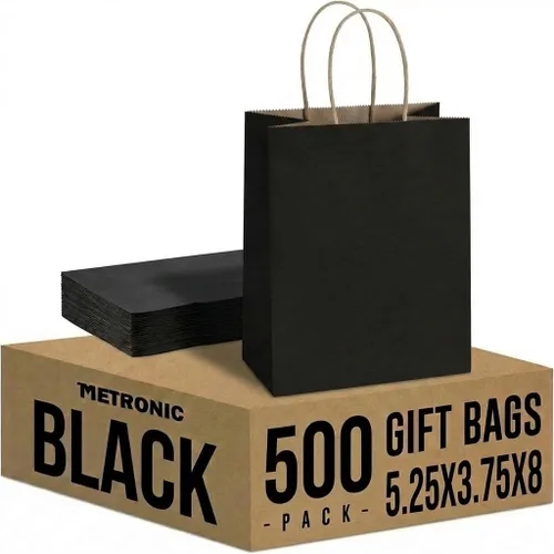 Vista 17 de METRONIC Gift Bags with Handles,16x6x12 Recyclable Brown Paper Bags 50Pcs Marrón