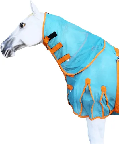 Vista 2 de Challenger Caballo Malla Verano Hoja Primavera Mosca Hoja de flujo de aire Cuello Turquesa Naranja 73151
