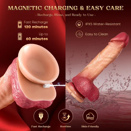 Vista 6 de Vibrador de empuje realista con control remoto y ventosa