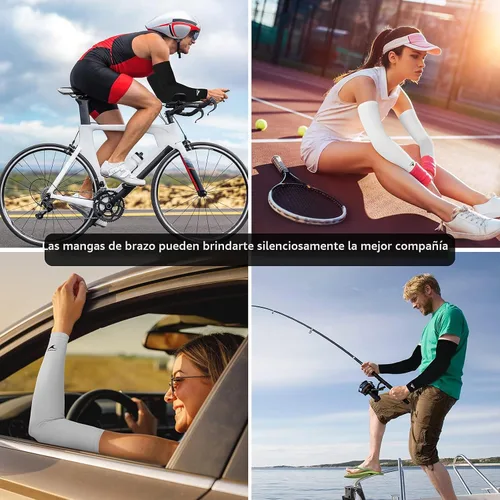 Vista 8 de Achiou Mangas de Brazo de Seda de Hielo Refrigerante, Mangas de Protección Solar UV de Verano, de Compresión UPF 50+ para Mujeres, Voleibol
