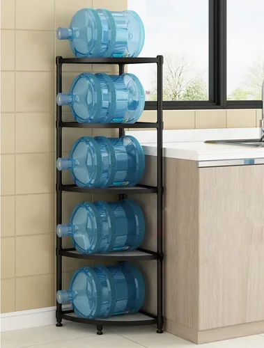 Vista 6 de Shelves Storage Cart Kitchen Corner Shelf Rack Stainless Steel Triangle Corner Pot Rack Floor Multi-layer Pot Rack Home Storage Rack Artifact 6 Layer