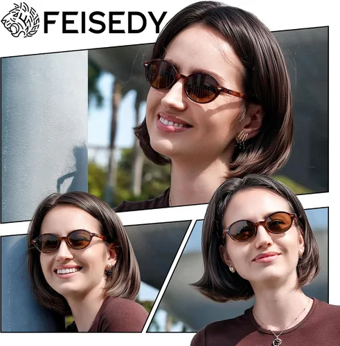 Vista 3 de FEISEDY Gafas de sol ovaladas retro para mujer de los años 90, estrechas, redondas, ligeras, Y2k, de moda, B1171