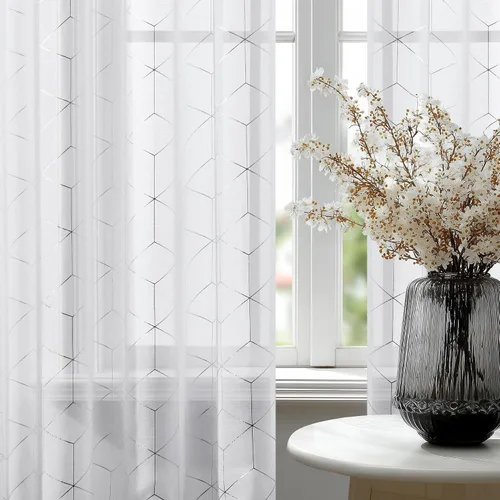 Vista 13 de Deconovo - Cortinas transparentes con filtro de luz de 84 pulgadas de largo Plata