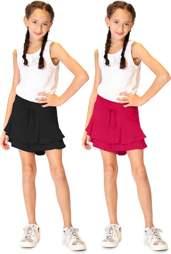 Vista 2 de KIDPIK Fun Flairy Skirt Active Short Hybrid - Choose from Stripe Knit Double Ruffles Front Tie or Basic Skater Swing