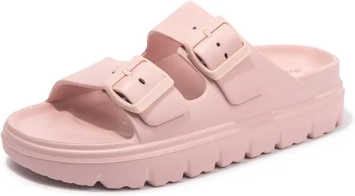 Vista 55 de FUNKYMONKEY - Sandalias bajas cómodas para mujer, hechas de etilvinilacetato, ajustables con hebilla doble