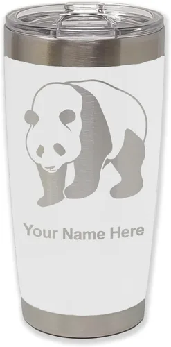 Vista 34 de LaserGram Vaso aislado al vacío de 20 onzas, oso panda, grabado personalizado incluido (negro)