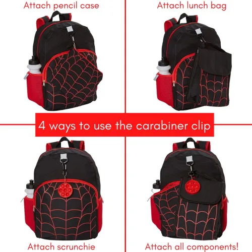 Vista 4 de RALME Juego de mochila para niños, 16 pulgadas, 6 piezas, incluye bolsa de almuerzo plegable, botella de agua, llavero y estuche para lápices