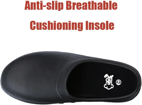 Vista 6 de SECHRITE Zapatos de chef para mujeres y hombres, antideslizantes, para jardín, trabajo, cocina, impermeables, antideslizantes, zuecos de enfermería
