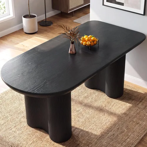 Vista 11 de Guyii Mesa de comedor de 55.11 pulgadas, mesa de cocina moderna para 6 personas, mesa de comedor interior para cocina, bar, sala de estar, espacio