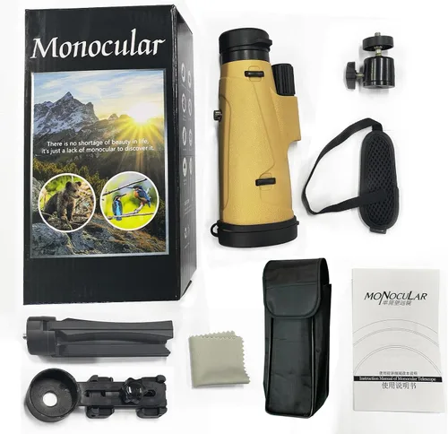 Vista 7 de Telescopio monocular de 12 x 50 de alta potencia para adultos, monocular HD con zoom compacto con adaptador para teléfono inteligente y trípode