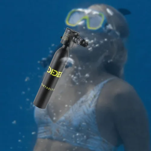 Vista 9 de Mini tanque de buceo conjunto de buceo, equipo de buceo inflable de 0.5L, tanque de oxígeno para respiración subacuática, constante con válvula