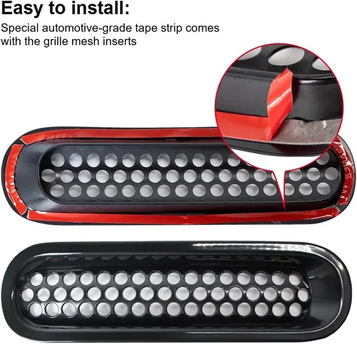 Vista 4 de Cubierta de rejilla frontal de malla con clip y cubierta para faros delanteros 2007-2017 para Jeep Wrangler JK JKU – Biseles de faros delanteros