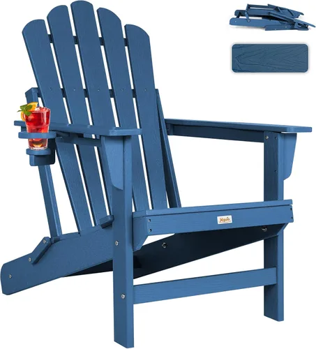 Vista 14 de Silla Adirondack plegable de gran tamaño, silla para hogueras de HDPE Negro