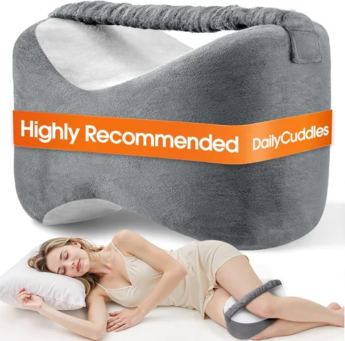 Vista 9 de Almohada de rodilla para personas que duermen de lado con correa, almohada de espuma viscoelástica de apoyo para las piernas para dormir de lado