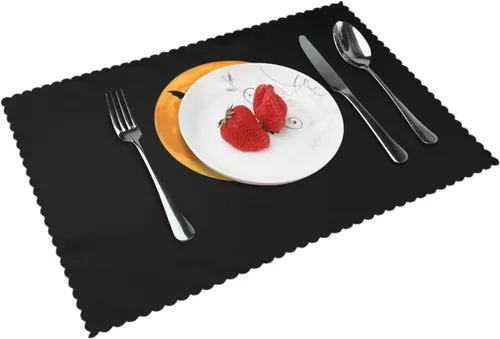 Vista 10 de Rectangular Placemats Set of 4, Heat Resistant Orange Printed Kitchen Dining Table Mats