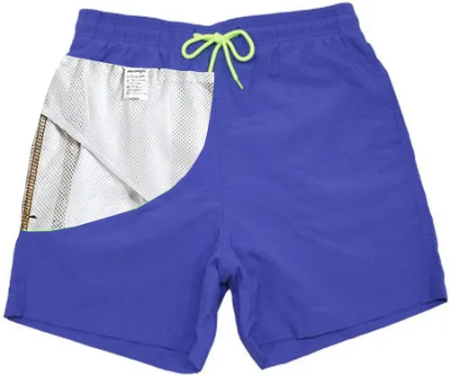 Vista 3 de Gopune Traje de baño corto de playa de secado rápido para hombre con forro de malla