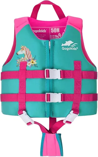 Vista 17 de Gogokids Chaleco de natación para niños pequeños, chaleco de natación de alta calidad para niños de 30-40-50-60-70-80 libras, flotadores para niños