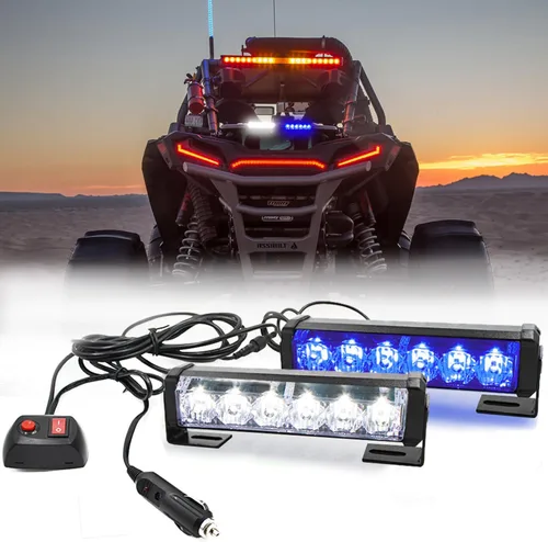 Vista 17 de 2 x 6 LED con 9 modos de advertencia para el tráfico - Luces estroboscópicas impermeables para auto, para interior, techo, salpicaderas, parabrisas
