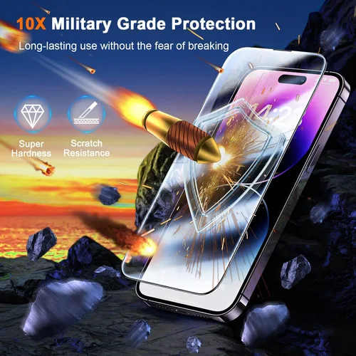 Vista 4 de Paquete de 2 protectores de pantalla de privacidad para iPhone 13 Pro Max /14 Plus [kit de alineación automática] vidrio templado, protección