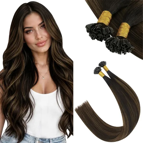 Vista 55 de Ugeat - Extensiones de cabello humano con microanillo, 14 pulgadas, extensiones de cabello Remy con microcuentas de 1 gm/hebra, 50 gms, extensiones