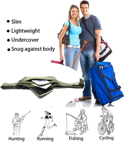 Vista 53 de Bolsa de cintura ultrafino con ranuras c/visualización para tarjeta de crédito, para deportes, aire libre, correr, caminar, viajes.