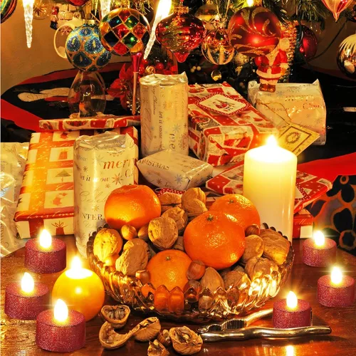 Vista 4 de Retisee 48 velas LED sin llama, con purpurina, velas falsas eléctricas para centros de mesa, funciona con pilas, decoración romántica de invierno