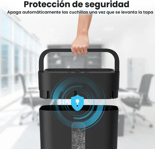 Vista 4 de 6-Sheet Shredder for Home Office, 3.43 Gallon Cross Cut Shredder, P-4 High Security Paper Shredders for Credit Card Staple Clip, Portable Handle