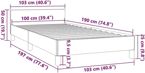 Vista 3 de vidaXL Base de cama de piel sintética, estilo escandinavo, soporte de listones, no necesita somier, sin colchón, fácil montaje, cama individual