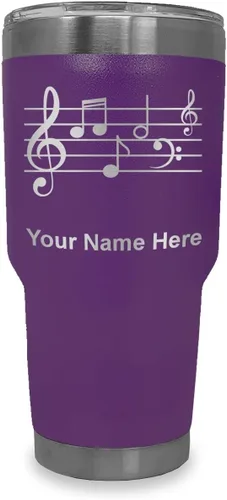 Vista 31 de LaserGram Vaso aislado al vacío de 20 onzas, personal de música, grabado personalizado incluido (negro)